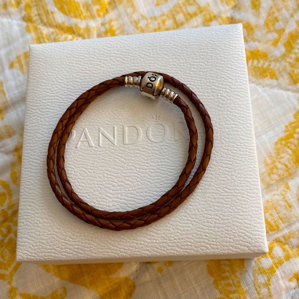 Pandora double brown leather bracelet